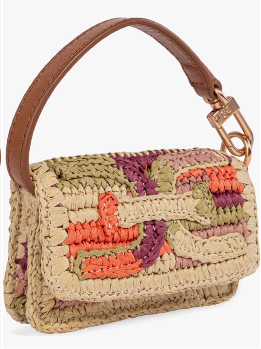 NEW Sam Edelman Mini Raffia and Leather Wallet- Terracotta - Picture 3 of 12